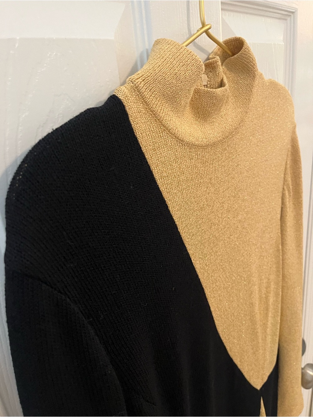 St. John Evening by Marie Gray Vintage Black & Gold Metallic Knit Maxi Dress - Picture 7 of 16